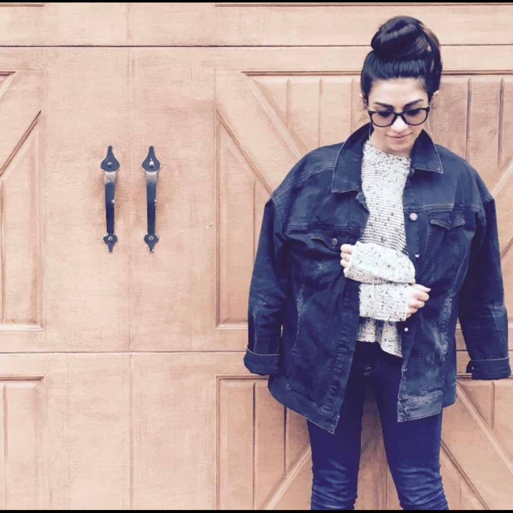 Free People black denim jacket